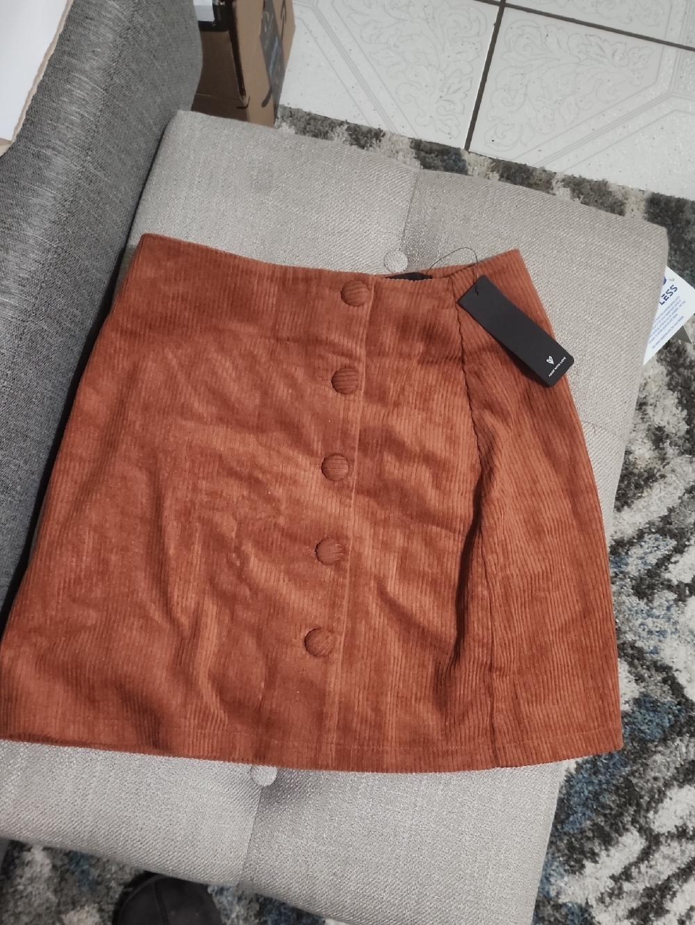 Rust Corduroy Button-Front Mini Skirt - Lulus